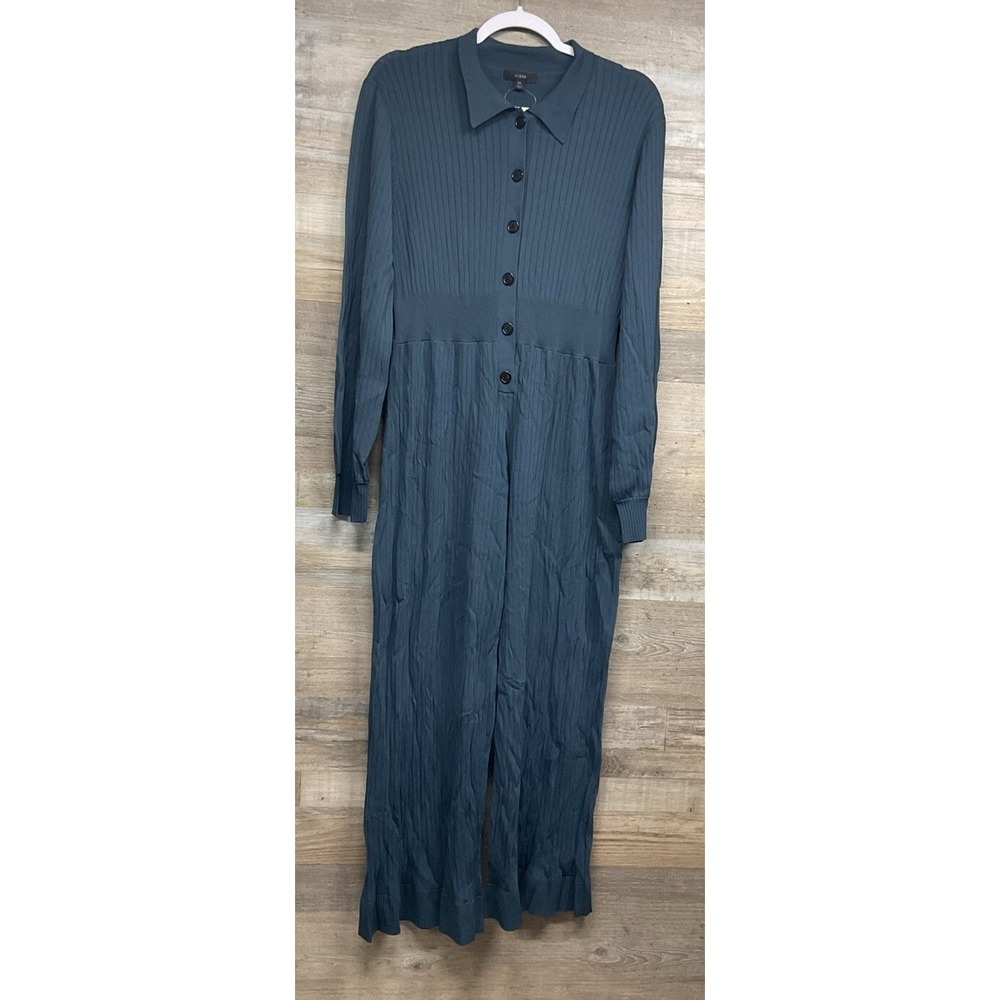 J. Crew Ribbed Knit Casual Comfort Cropped Jumpsuit in Dark Teal Size XL NEW - Picture 3 of 13